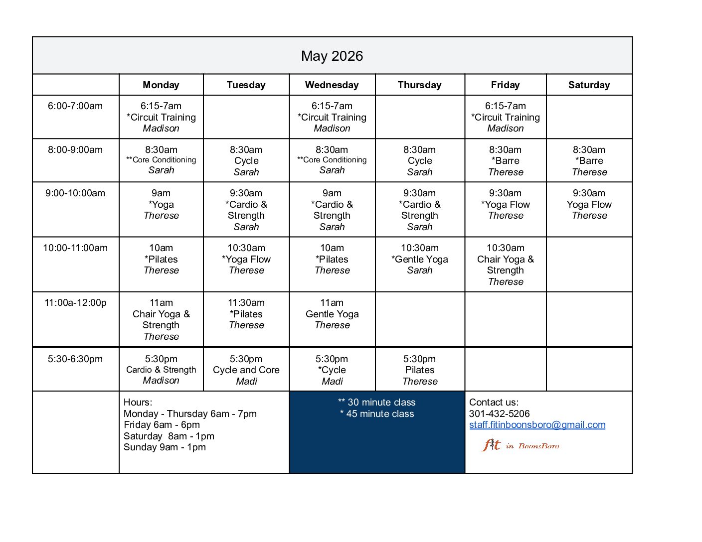 Nov Schedule
